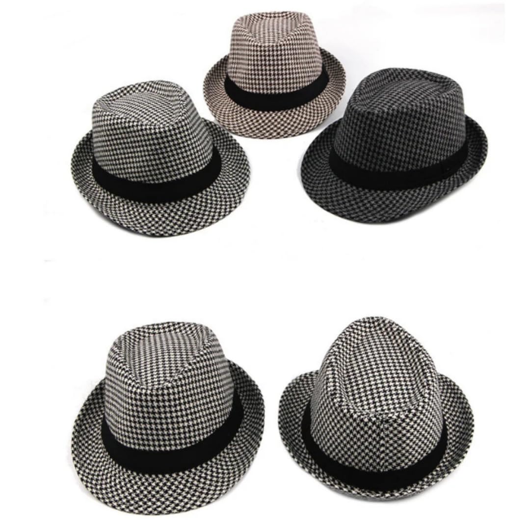 Cappello di Paglia Sole Uomo Classic Cappello da Esterno A Quadri Cappelli di Cotone retrò Festa Occasione