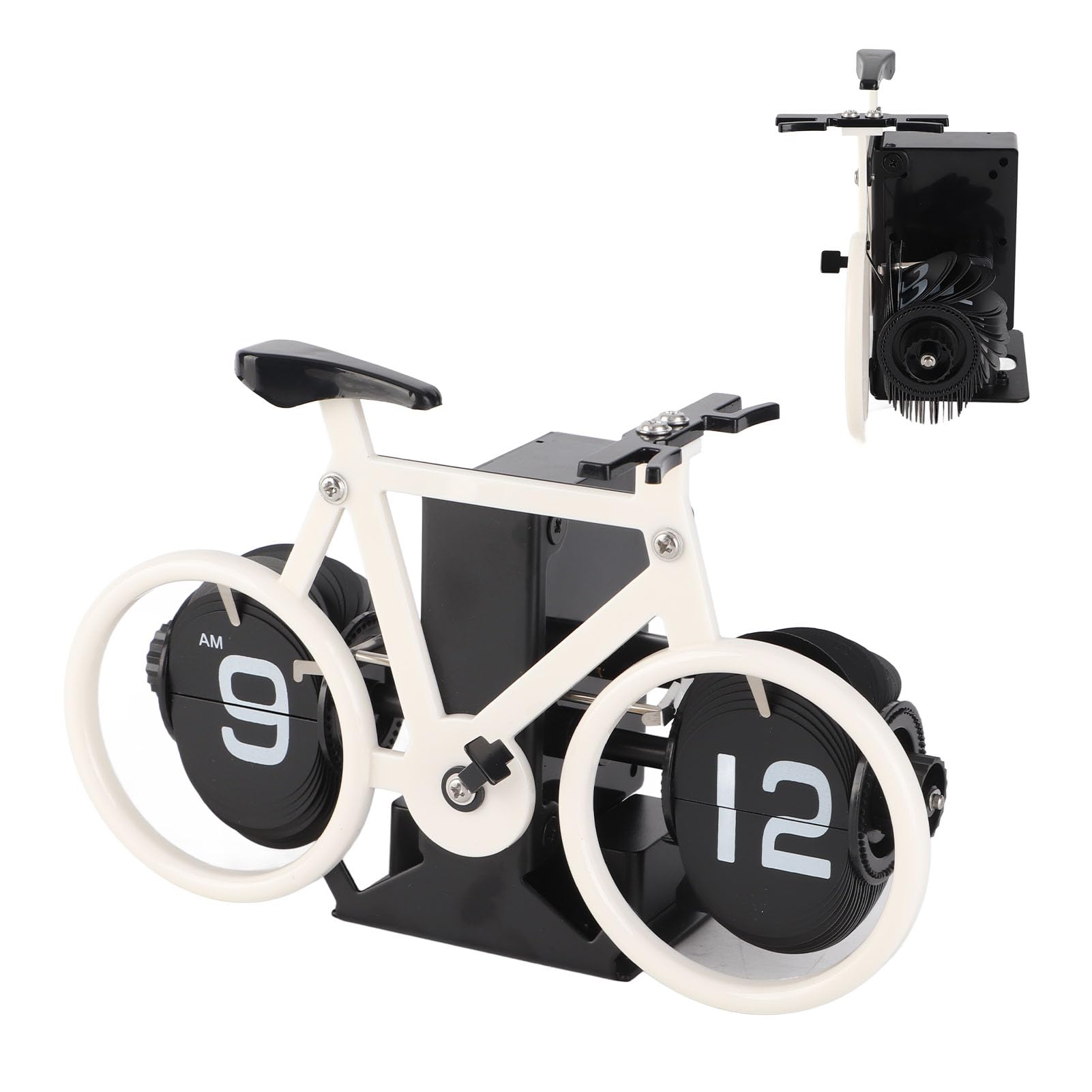 Jeffergarden Retro Rowerowy Zegar Flip, Stal Nierdzewna Mechaniczny (WHITE)