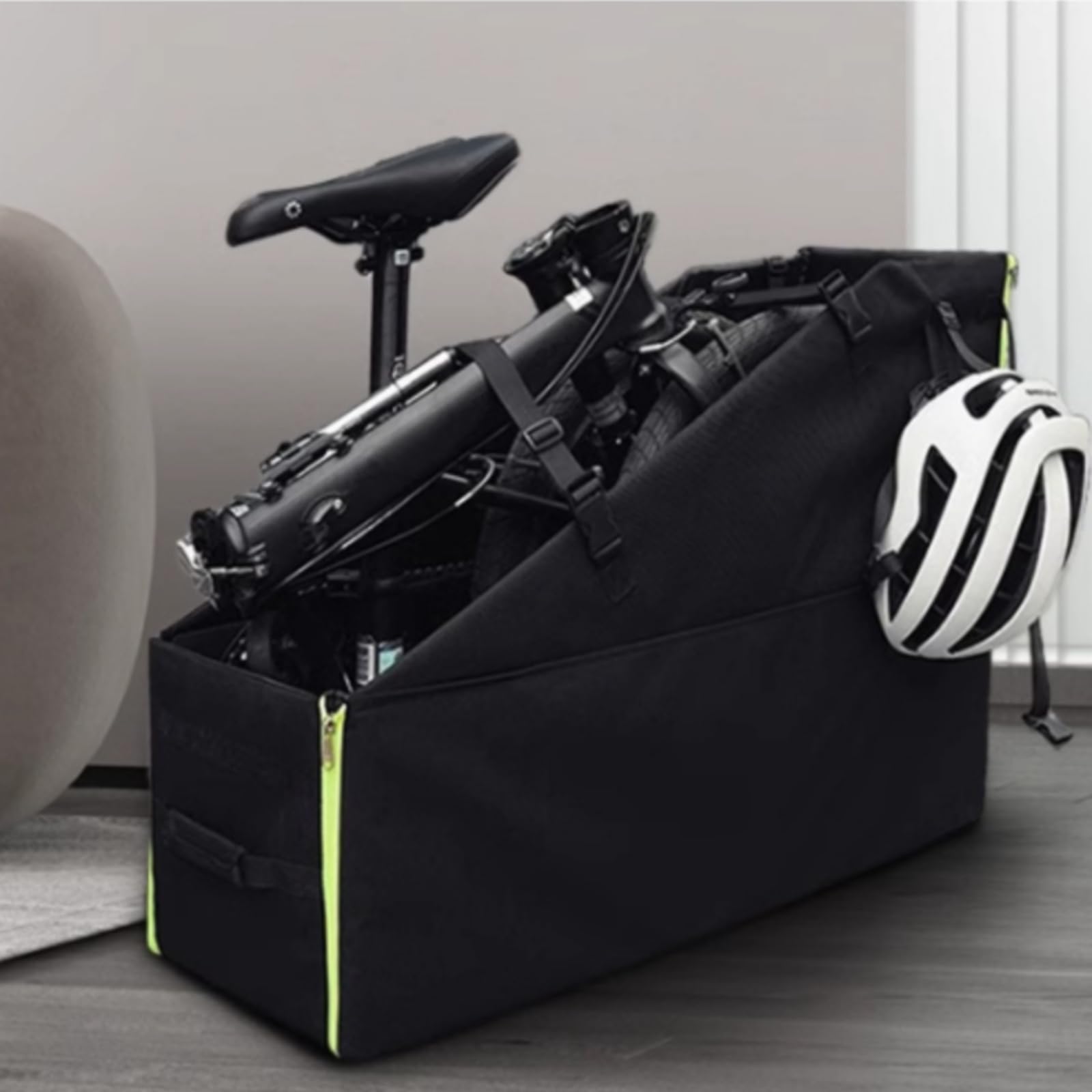 Fahrrad Aufbewahrungsbox Faltbare Fahrradkiste Aufbewahrungstasche Oxford Material Rechteckig Reisebehälter für Gepäckraum, Schwarz, Groß Mit Rollen