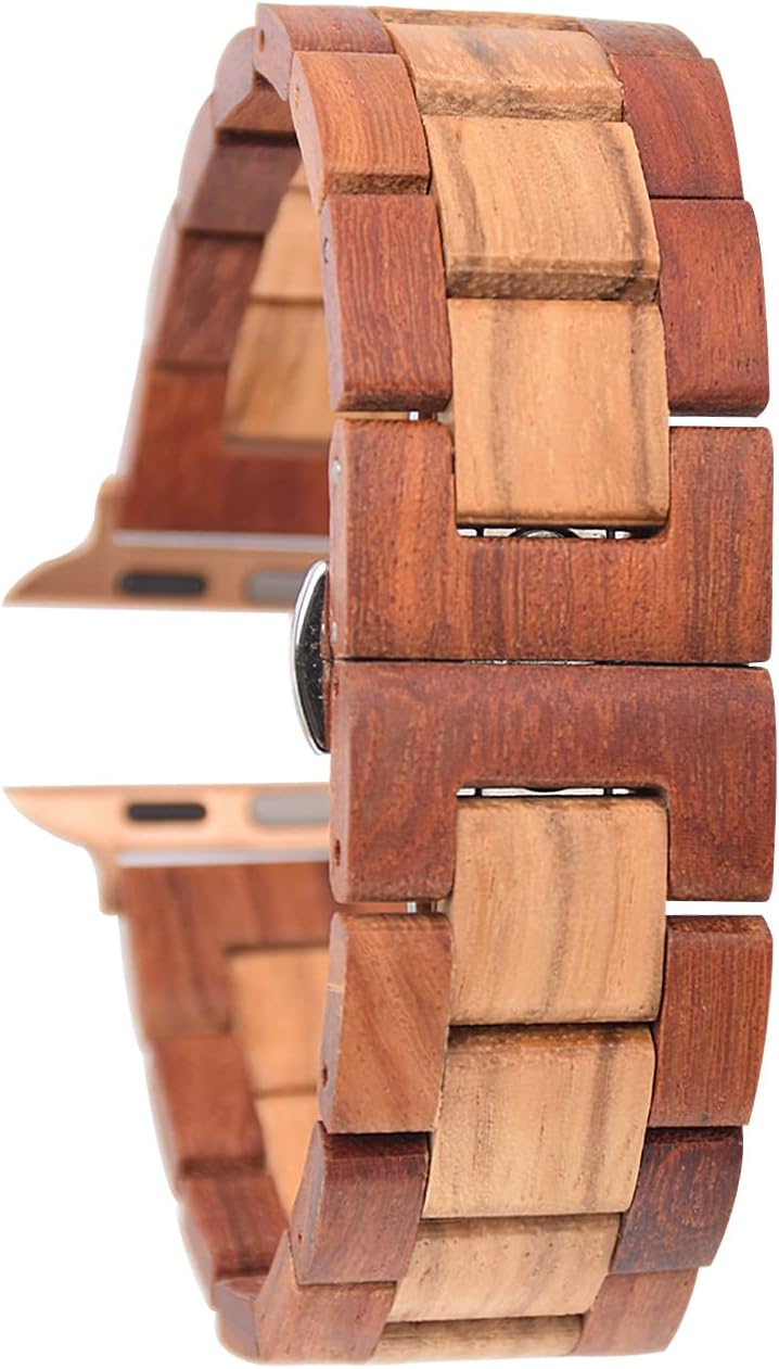 Wooden Watch Band for Apple Watch 100% Eco-Friendly Natural Hardwood Watch Strap,Bracelet for iWatch Series 10 9 8 7 6 5 4 3 SE Ultra