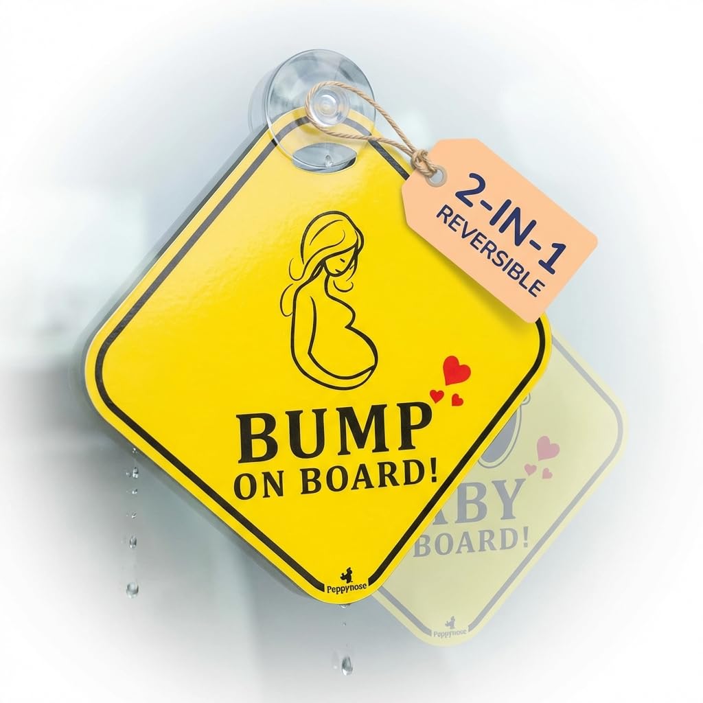 2-in-1 Reversible Bump on Board | Baby on Board Car Sign Board – Pregnancy & Newborn Safety Hanging, 14.5 cm Laminated 300 GSM Board with Suction Cup-image-8