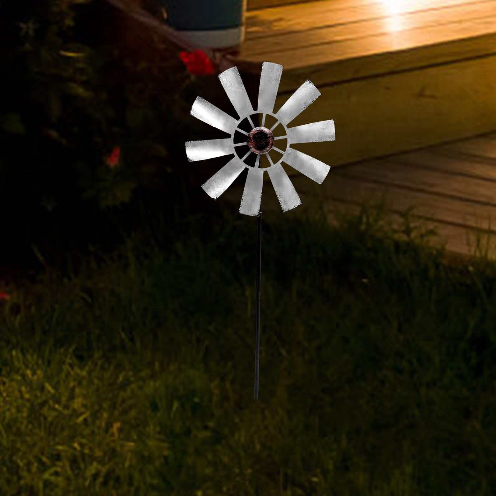 NUOBESTY Große Drehbare Windmühle aus Robustem Metall Farbiges Windrad Gartendekoration für Balkon und Garten