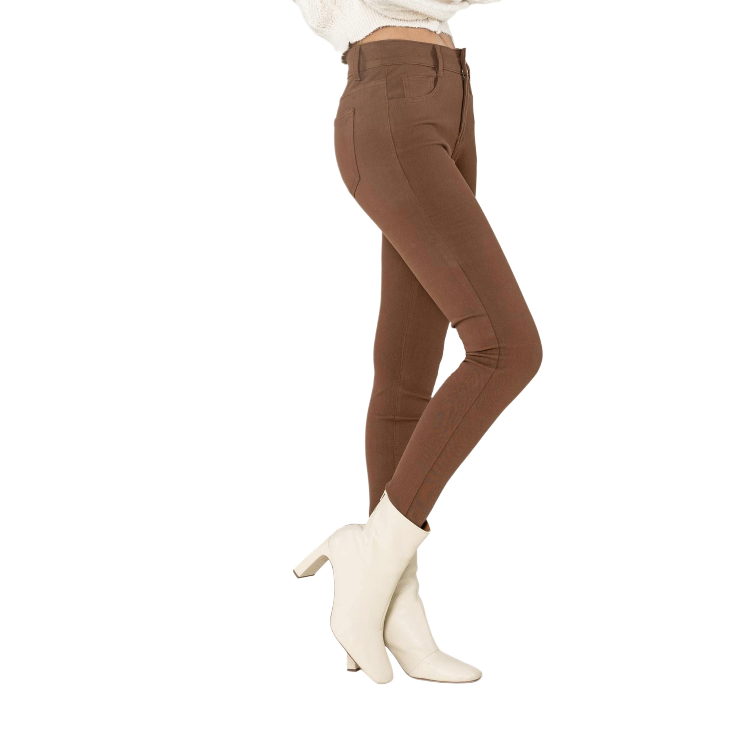 Nina Carter A003 Donna Jeggings Pantaloni elasticizzati a vita alta con zip – Skinny Fit Pantaloni con tasche, attillati, elastici