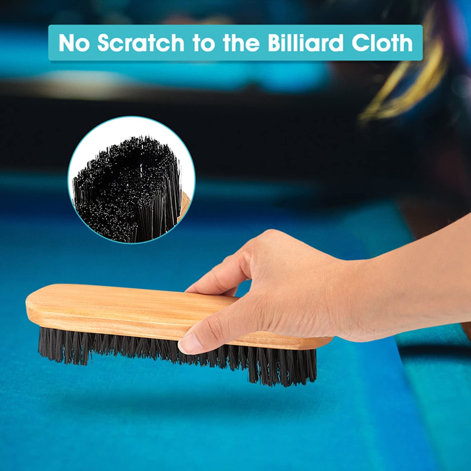 flexman 2Pcs Billiards Pool Table and Rail Brush Set, Pool Table Brushes with Hanging Hole, Billiards Pool Snooker Accessories for Cleaning Billiards Table