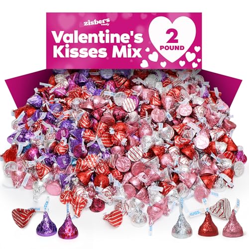 Valentine’s Day Kisses Variety Mix - 2 Pound Bulk Individually Wrapped Assorted Chocolates...