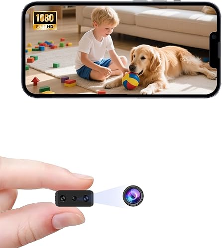 Mini cámara WiFi para el hogar, cámara de seguridad inalámbrica, cuerpo interior y exterior, cámara pequeña para el hogar 1080P Ultra HD WiFi y