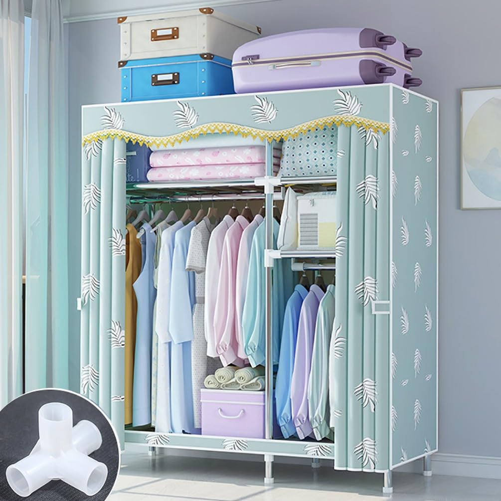 Armario portátil, Armario Plegable con Barra para Colgar, 123x45x170CM Organizador de Almacenamiento para Armario de Ropa para Dormitorio, Armario de Lona de Tela Resistente y Duradera