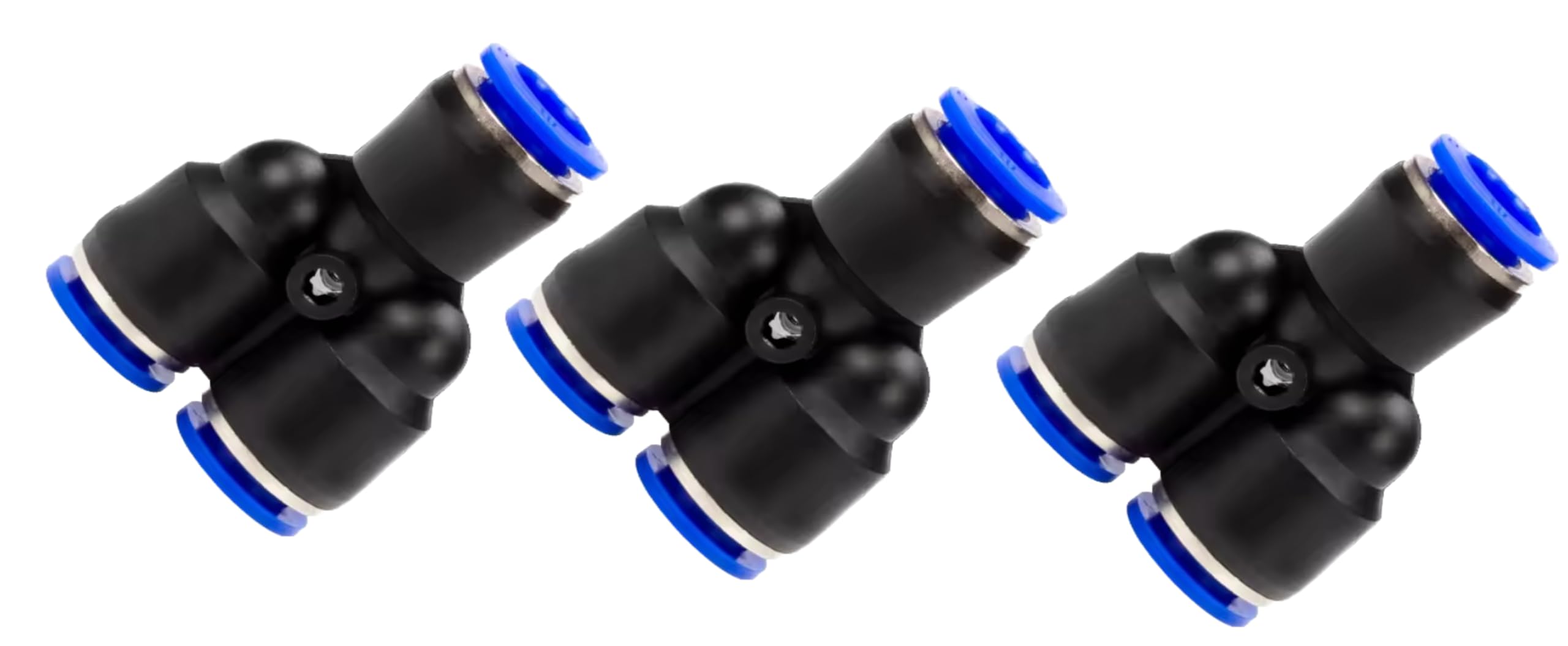Pneumatic Y Connector Hose Connector IQS 10mm Pack of 3, Black/Blue, Y-Verbinder diameter 10mm