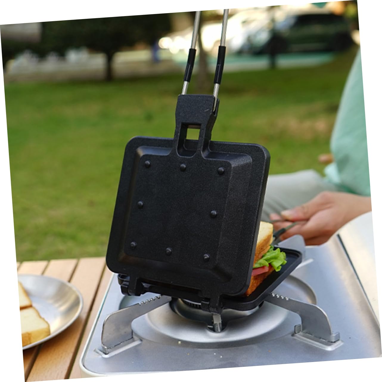 Cabilock Poêle Antiadhésive Double Face À Poignée Ergonomique Pour Sandwichs Et Machine À Sandwichs Presse À Sandwich Gadget De Cuisine Plaque De Cuisson À