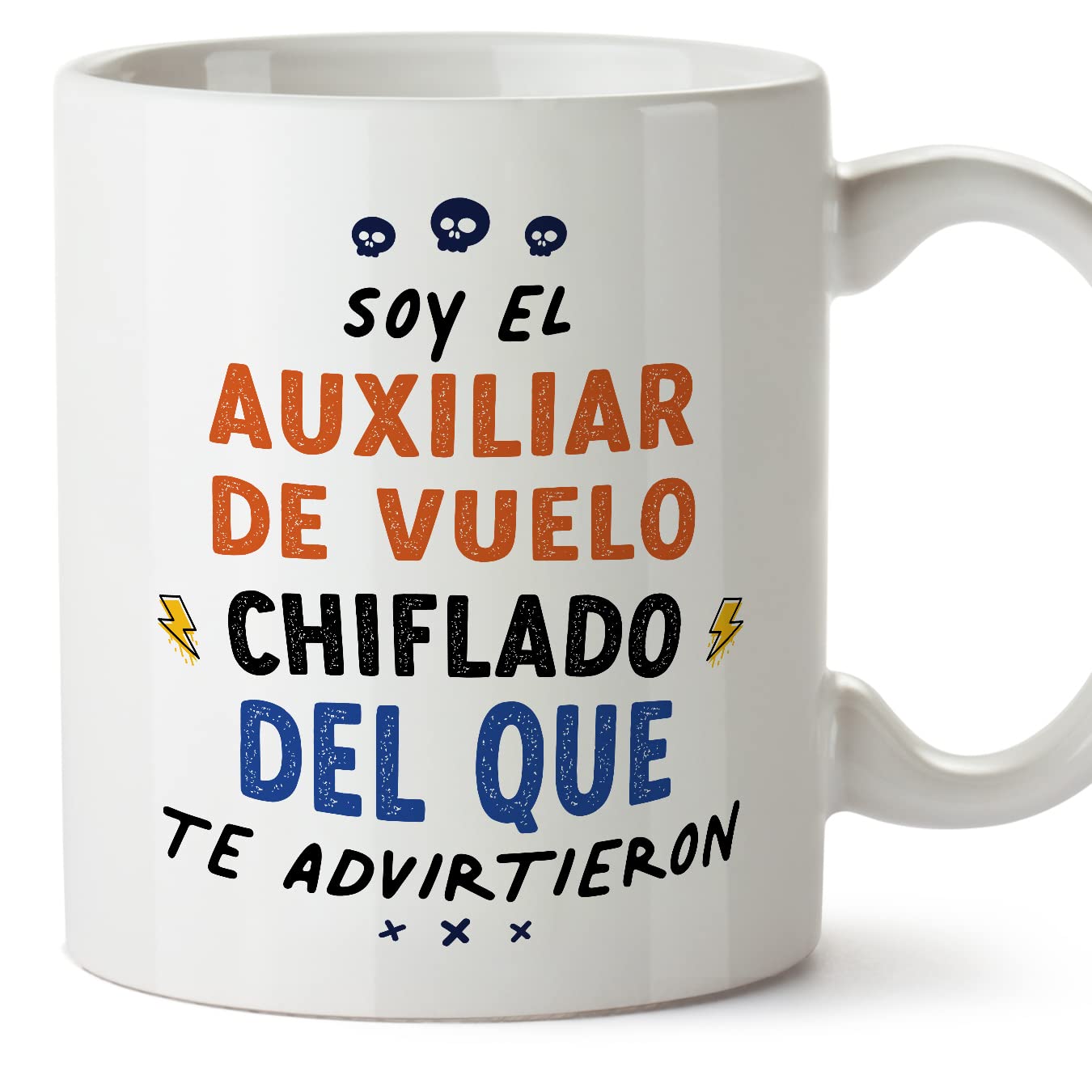 MUGFFINS Flight Attendant Man Mug - in Spanish - Todos te advirtieron - Funny Gift for Colleagues - Ceramic 11oz Mug
