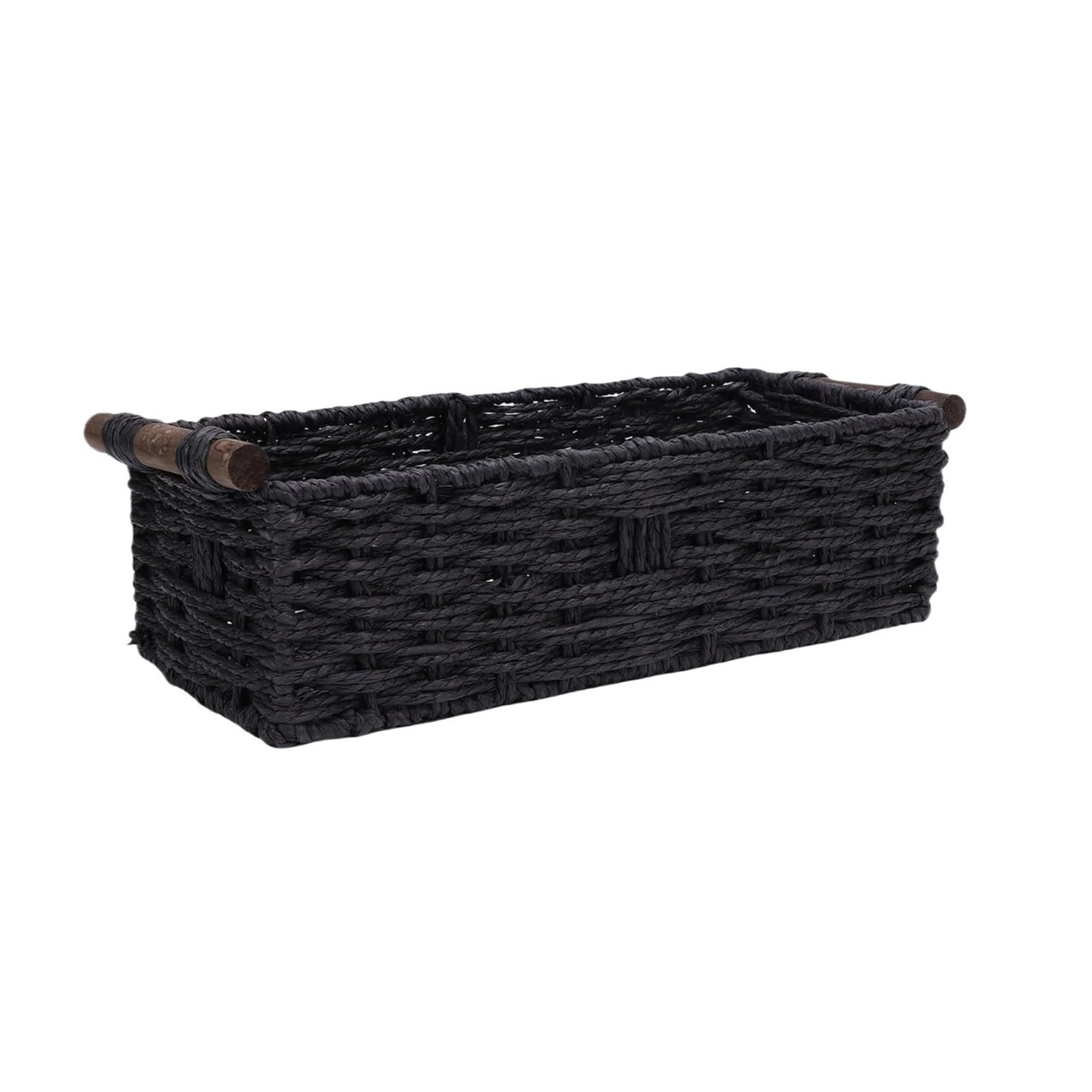 wicker basket storage Toilet Paper Basket Handmade Decorative Cabinet Organizer Breathable Wooden Handles Portable Rope For Countertop(Color4)
