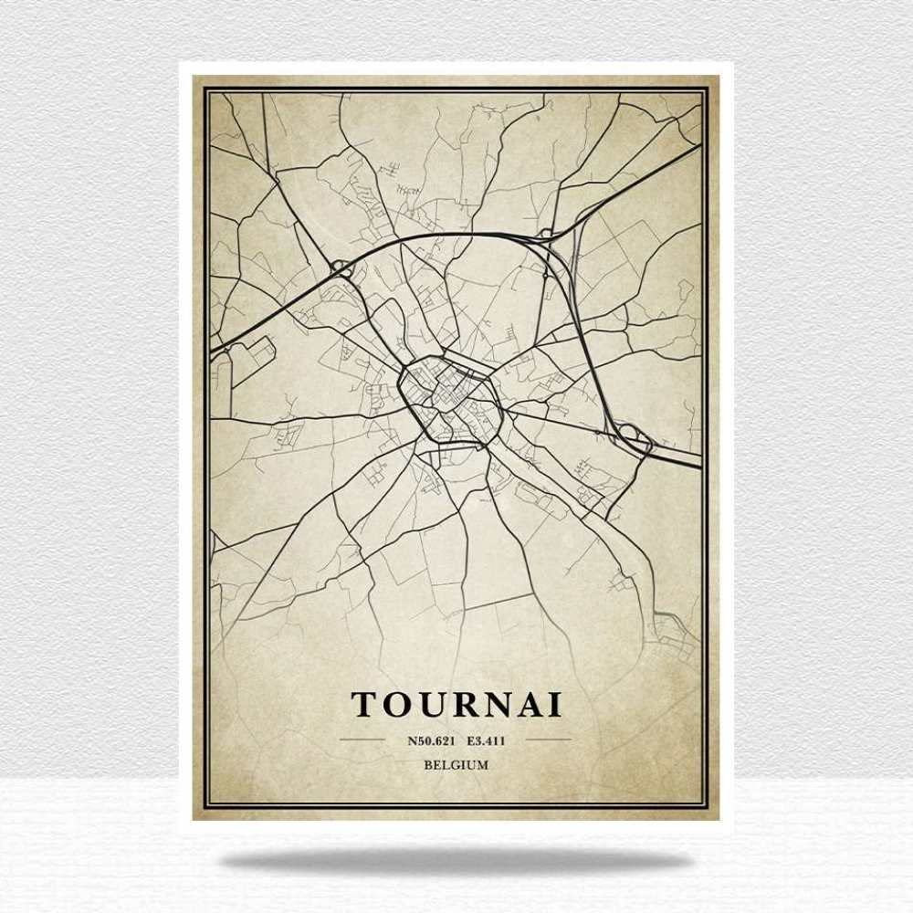 Puzzle 1000 sztuk dla dorosłych, Belgia Tournai mapa puzzli, retro miasto świat najtwardsza puzzle, niezwykłe wyzwanie mózgu puzzle dla dzieci, trudne gry rodzic-dziecko, do spersonalizowania ściany fotograficznej domu
