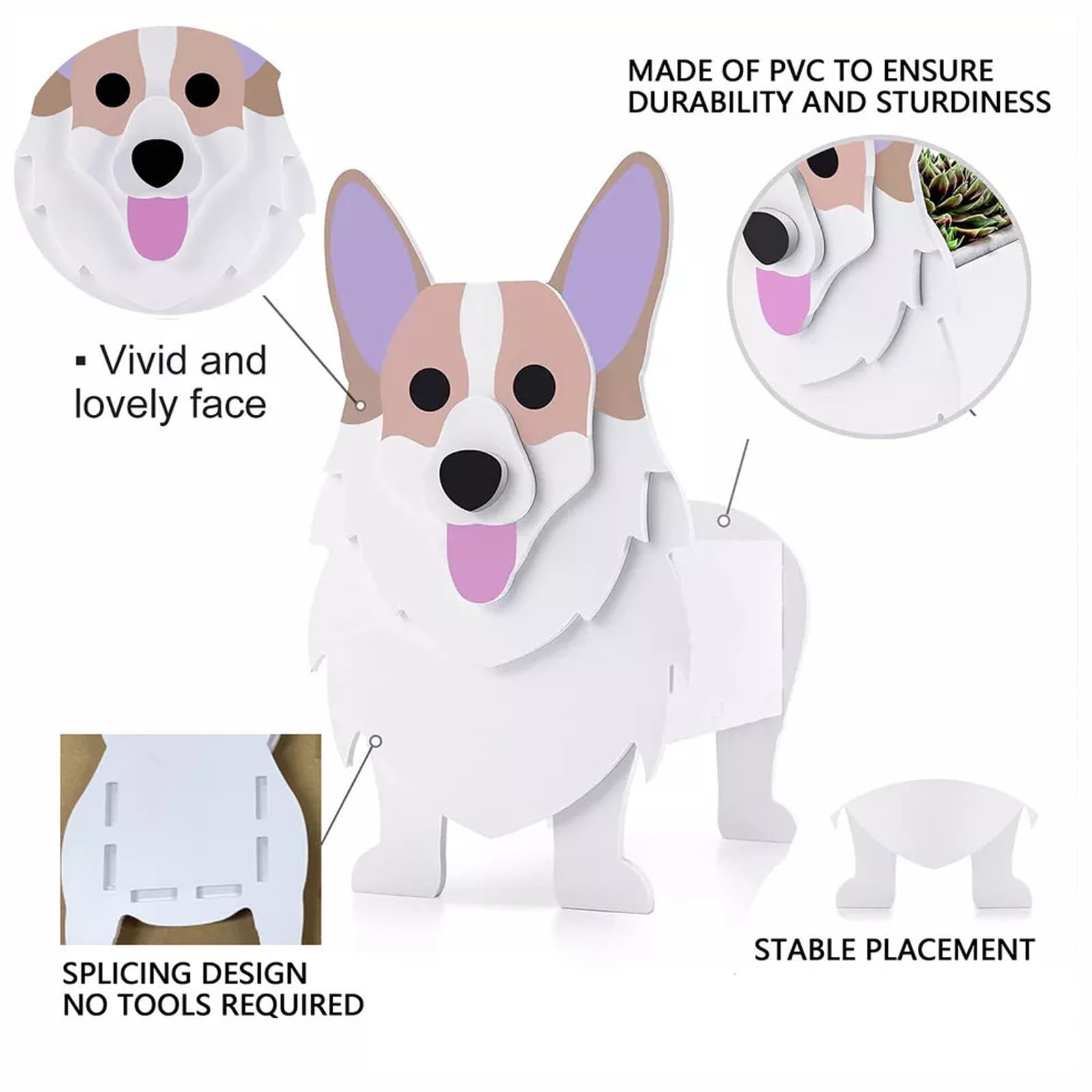Maceta para decoración de jardín para mascotas, Yorkshire, bonita forma de animal, bonsái, maceta de almacenamiento de plantas, adecuada para chalet, plantas de interior y exterior