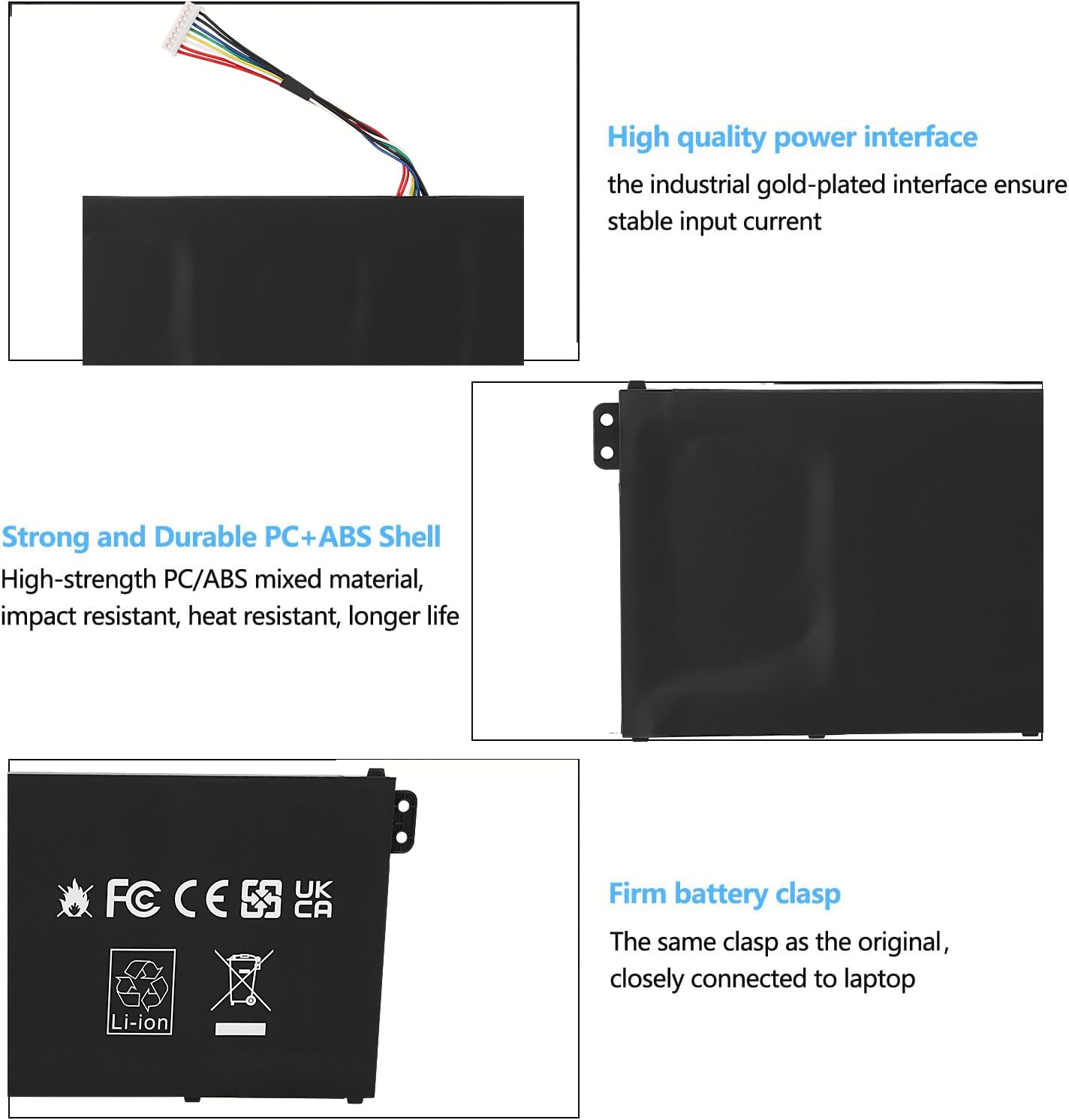 AC14B13J AC14B18J 3ICP5/57/80 Batteria per Acer Aspire ES1-111M ES1-131 ES1-521 ES1-522 ES1-531 ES1-533 ES1-571 ES1-731 ES1-731G, Chromebook 11 CB3-111 13 CB5-311, Extensa 2519 Battery