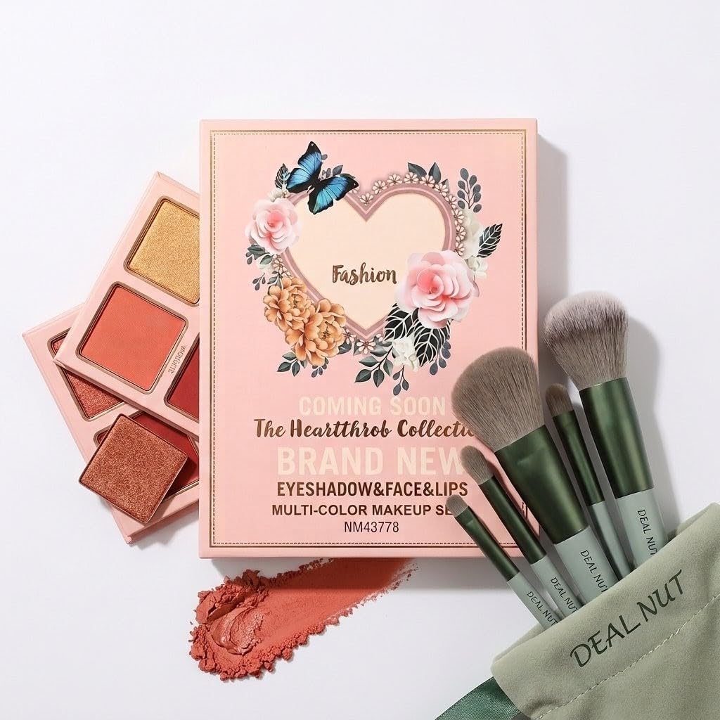 5-in-1 Makeup Book Palette with 13-Piece Brush Set Fashion Edition | Foldable Travel Kit, Eyeshadow & Blush, Contour & Highlighter, Long-Lasting Shades, Universal Pigmented-image-20