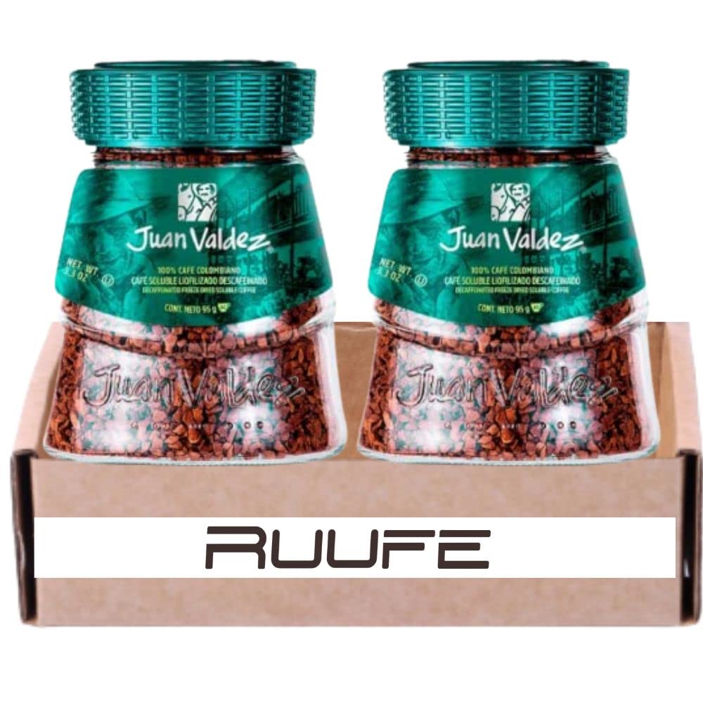 Juan Valdez (Pck of 2) Decaf Instant Coffee Freezed Dried (95gr/3.3 Oz) Café Juan Valdez descafeinado Instantaneo Liofilizado Colombian Coffee cafe colombiano
