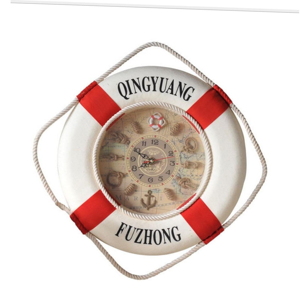 ABOOFAN Vetro Rosso Orologio da Parete 35cm Salvagente