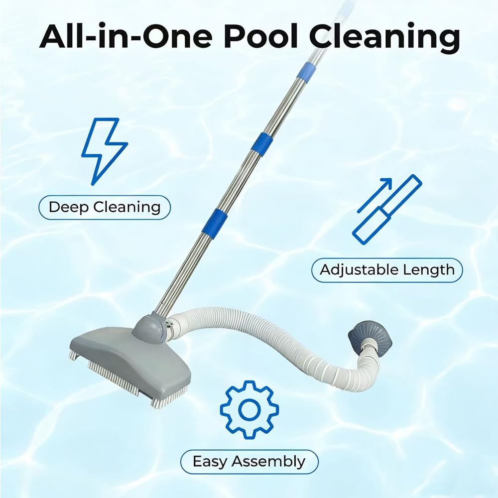 Nettoyeur de Sol de Piscine avec Tuyau Rétractable 350 cm, Aspirateur de Sol avec Tige Télescopique de 230 cm, pour Piscine, Etang, Jacuzzi, Salle de Bain et Spa - 3