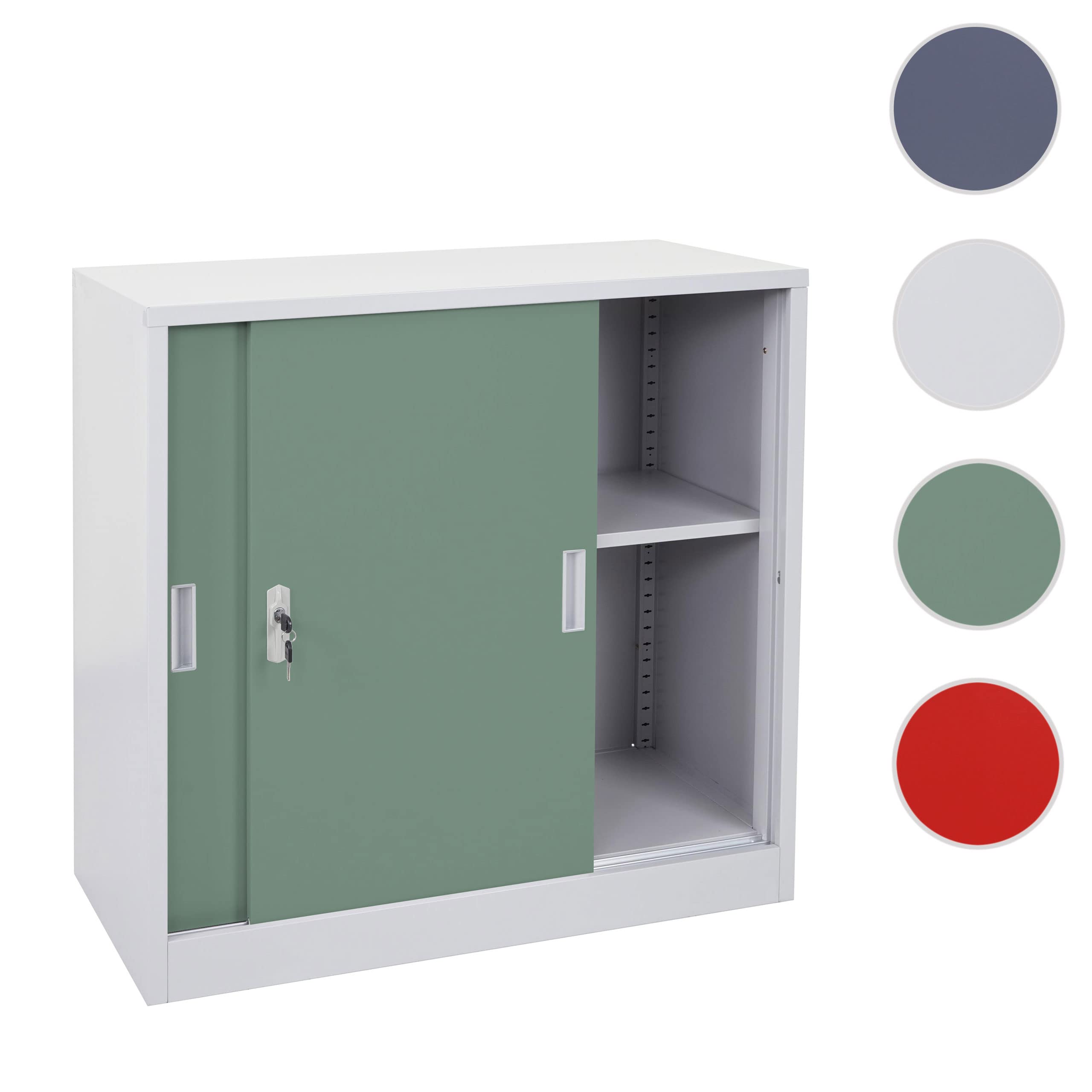 Mendler Arredo Ufficio archivio classificatore HWC-F41 Acciaio Ante scorrevoli 45x90x90cm Verde Grigio
