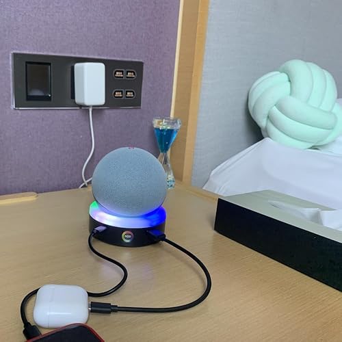 Miniatura 6 de Estación de carga para Echo Dot 4 5 generación, 4 modos de control táctil, sincronización de música RGB LED luz multicolor, soporte de escritorio