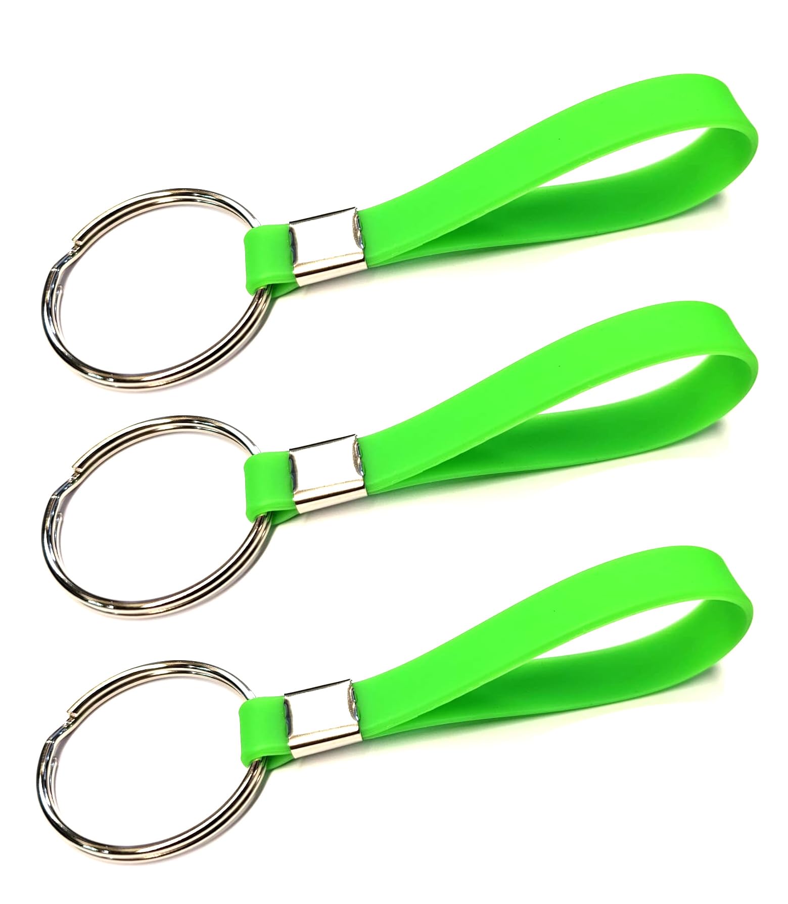 Harts Extra Large 39mm Split Ring Heavy Duty Identification Silicon Key Ring loops Fob. (3 Packs) (Green 39mm)