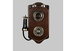 Wooden Wall-Mounted Antique Wall Phone with Rotary Dial, European-Style Home Decor