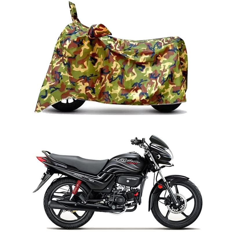 Image of Waterproof 100% PVC Coated Bike Scooty Two Wheeler Body Cover Compatible for Hero Passion Pro Drum /UV-Rays /Heat Protection /Birds Dropping /Scratchproof /Dust Proof [6X6 Jungle Print]