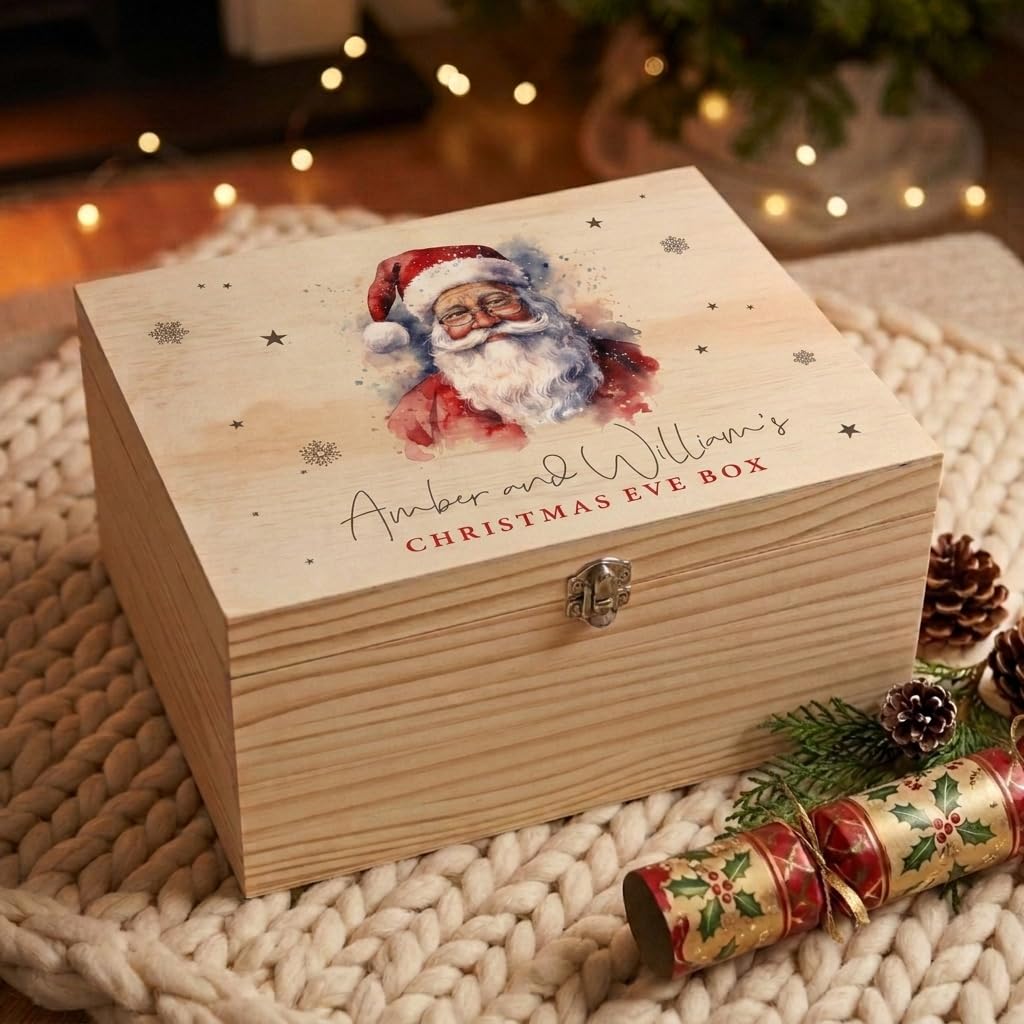 Caja de madera de pino con bisagras de metal y cierre para regalo de Nochebuena, 16 x 11 x 9 cm (ancho x profundidad x alto)