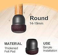 Vista 5 de 16 protectores de suelo de silicona negra para patas de silla con fieltro, protectores de suelo para patas de silla para suelos de madera dura