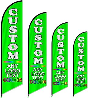 Custom Feather Flag，Custom Advertising Flags for Business Outside, Personalized Open Flag Single Sided Sign with Logo Text, Buisness Advertisement Banner, Lime, (50×200cm/1.6×6.6FT)