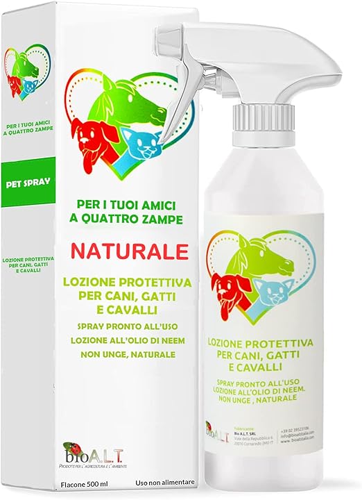 Protezione Spray con Olio di Neem per Cani Gatti e Cavalli Repellente