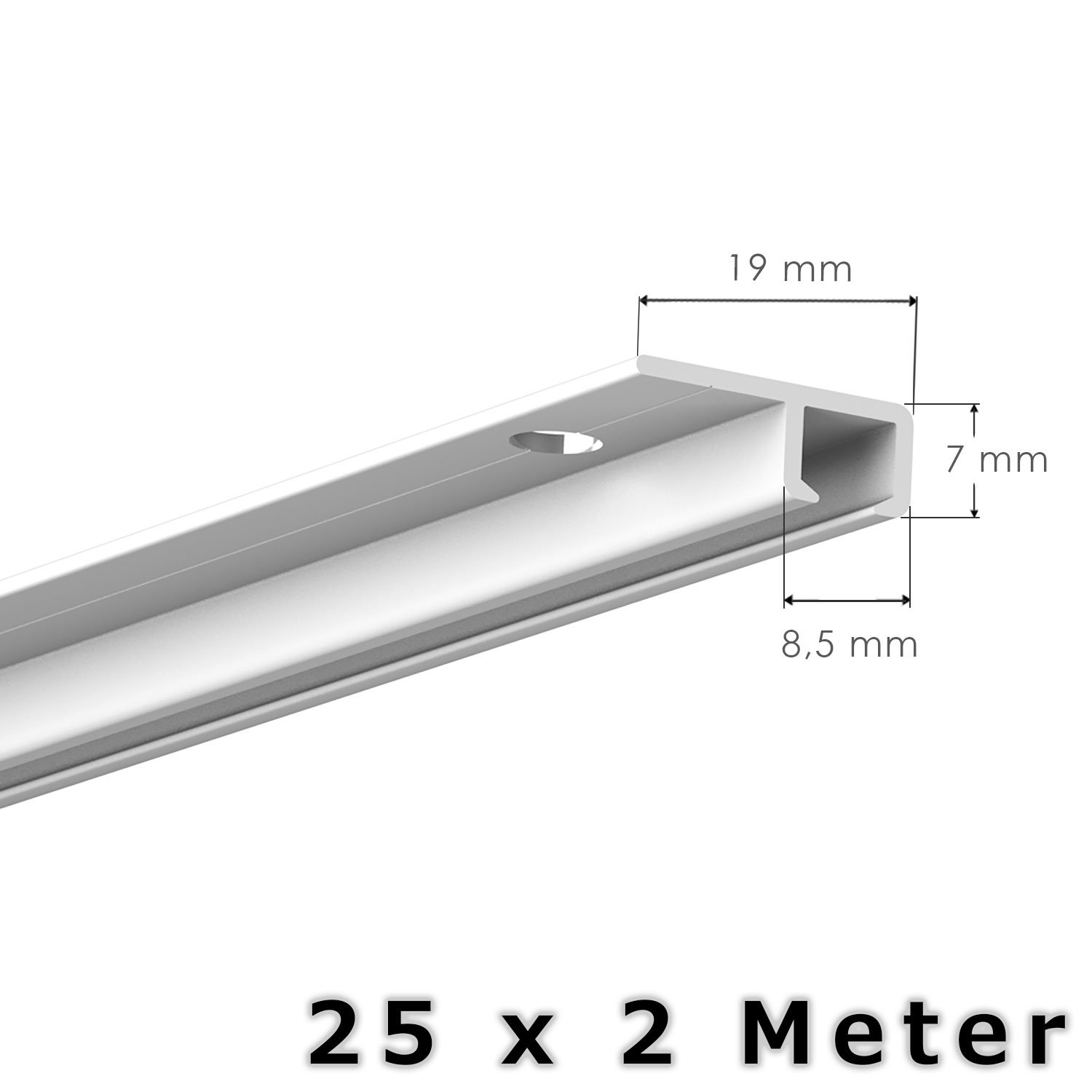 hang-it 50 Meter Deckenschienen - Galerieschienen - Bilderschienen Komplett Set 25 x 2m