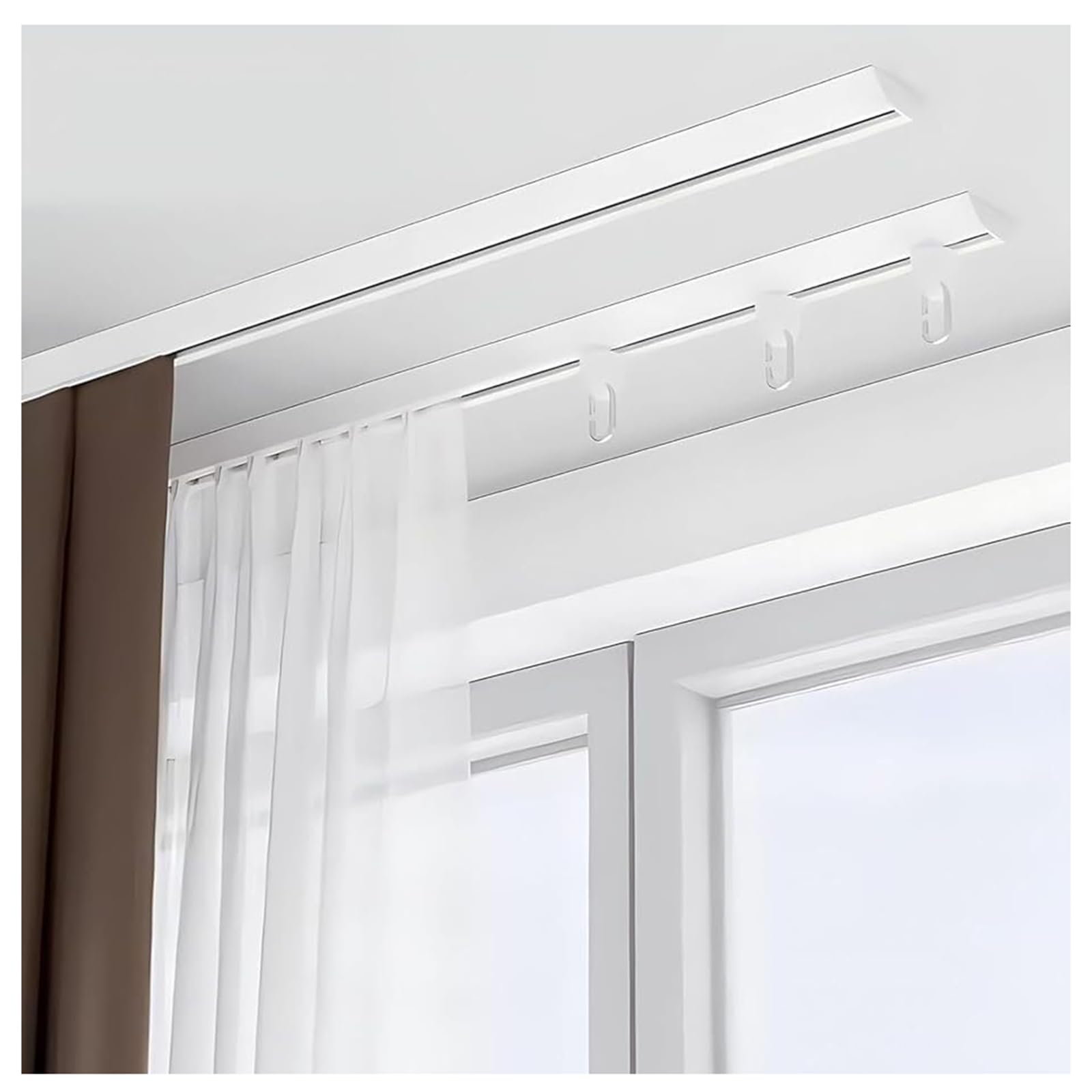 WQPMNYG Ceiling Mount Curtain Track - Heavy Duty Curtain Rods for, Showers & Room Dividers, Elegant 4.5M White Curtain Pole for Home Décor & Space Management