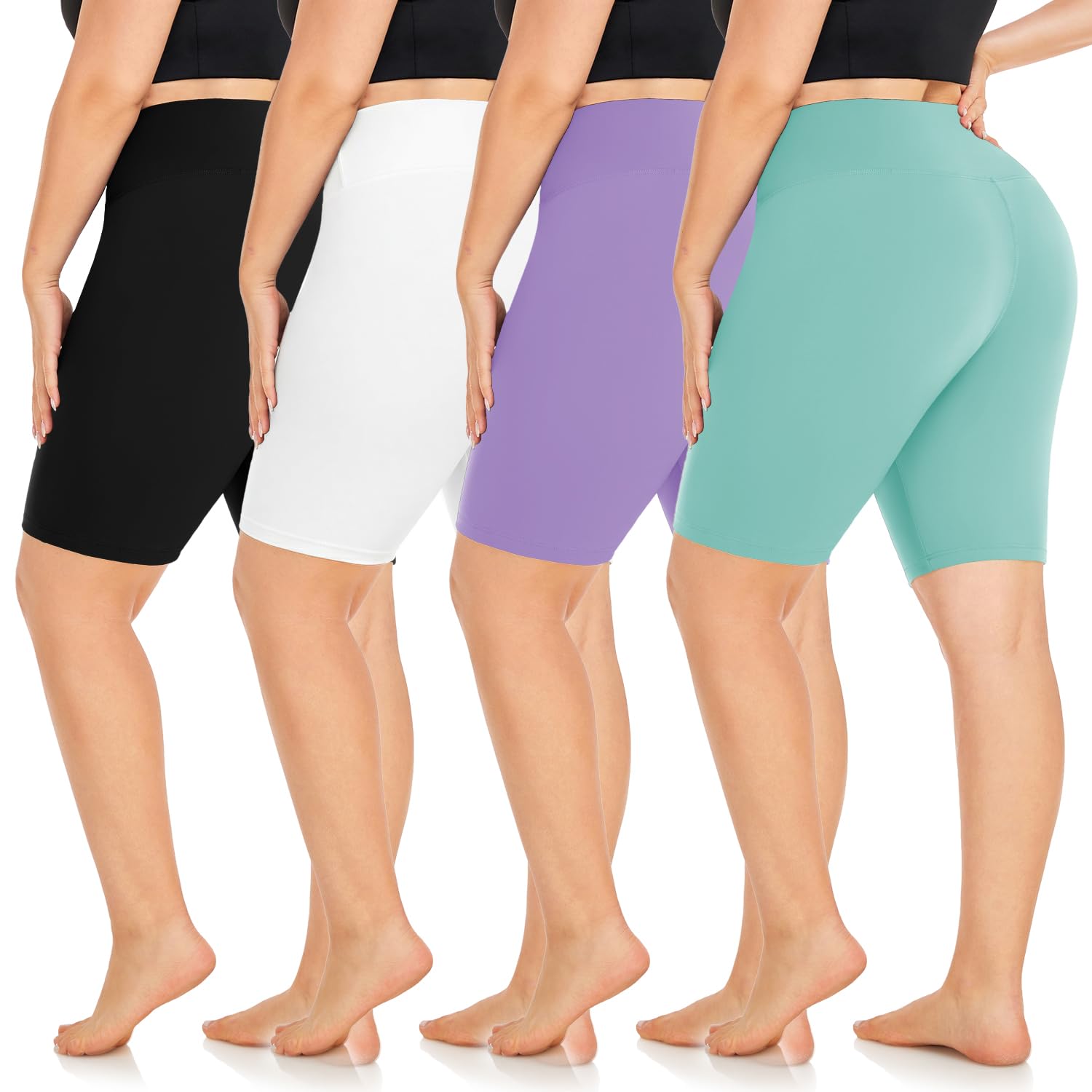 MOREFEEL 4 Pack Plus Size Biker Shorts