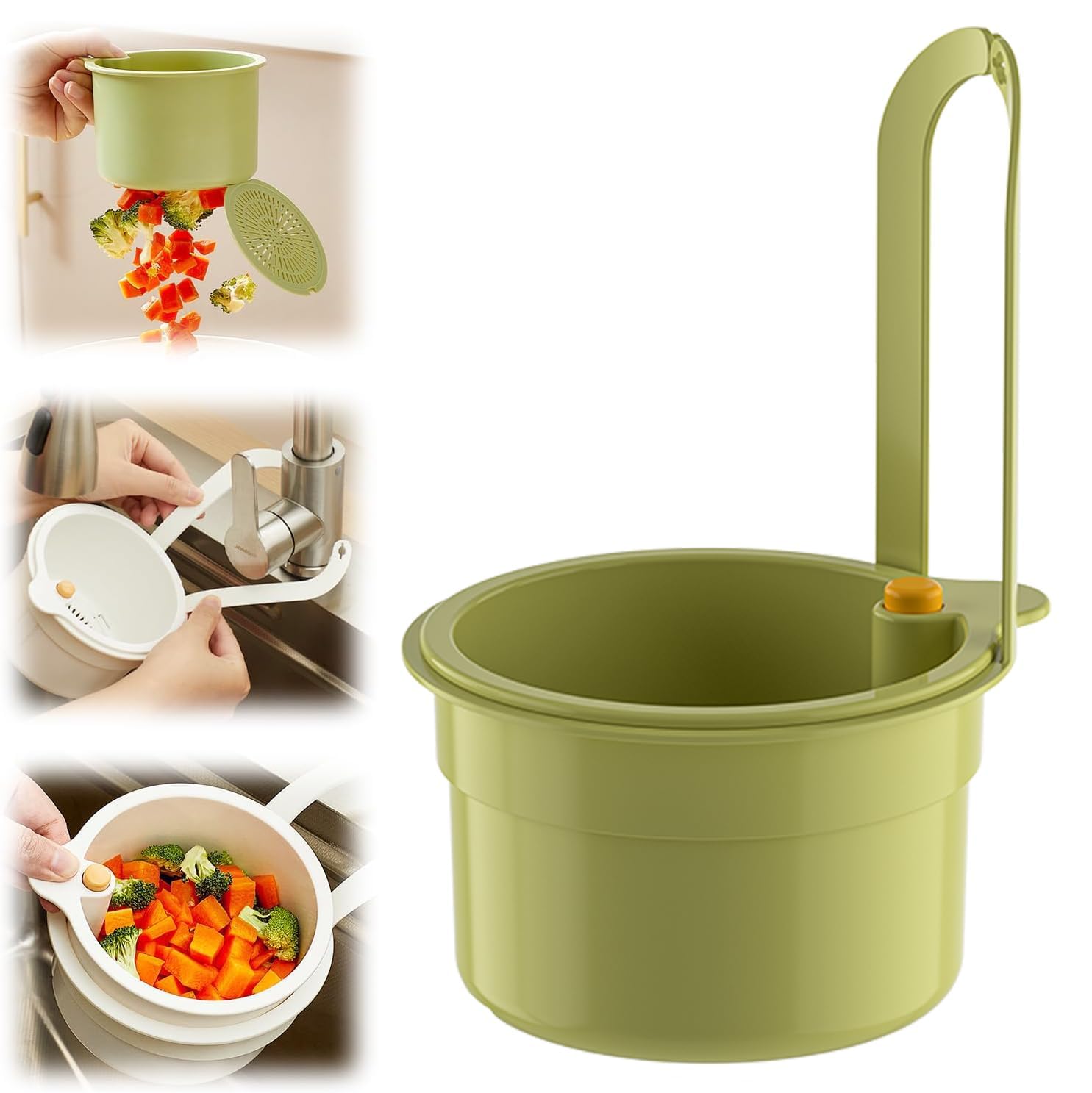 Sink Food Catcher with Press Dumping, Detachable Filter Basket Anti-Clog Design,Hanging Sink Drains Holder, Prevents Clogs & Messy Scraping, Quick Draining Kitchen Tool-image-13