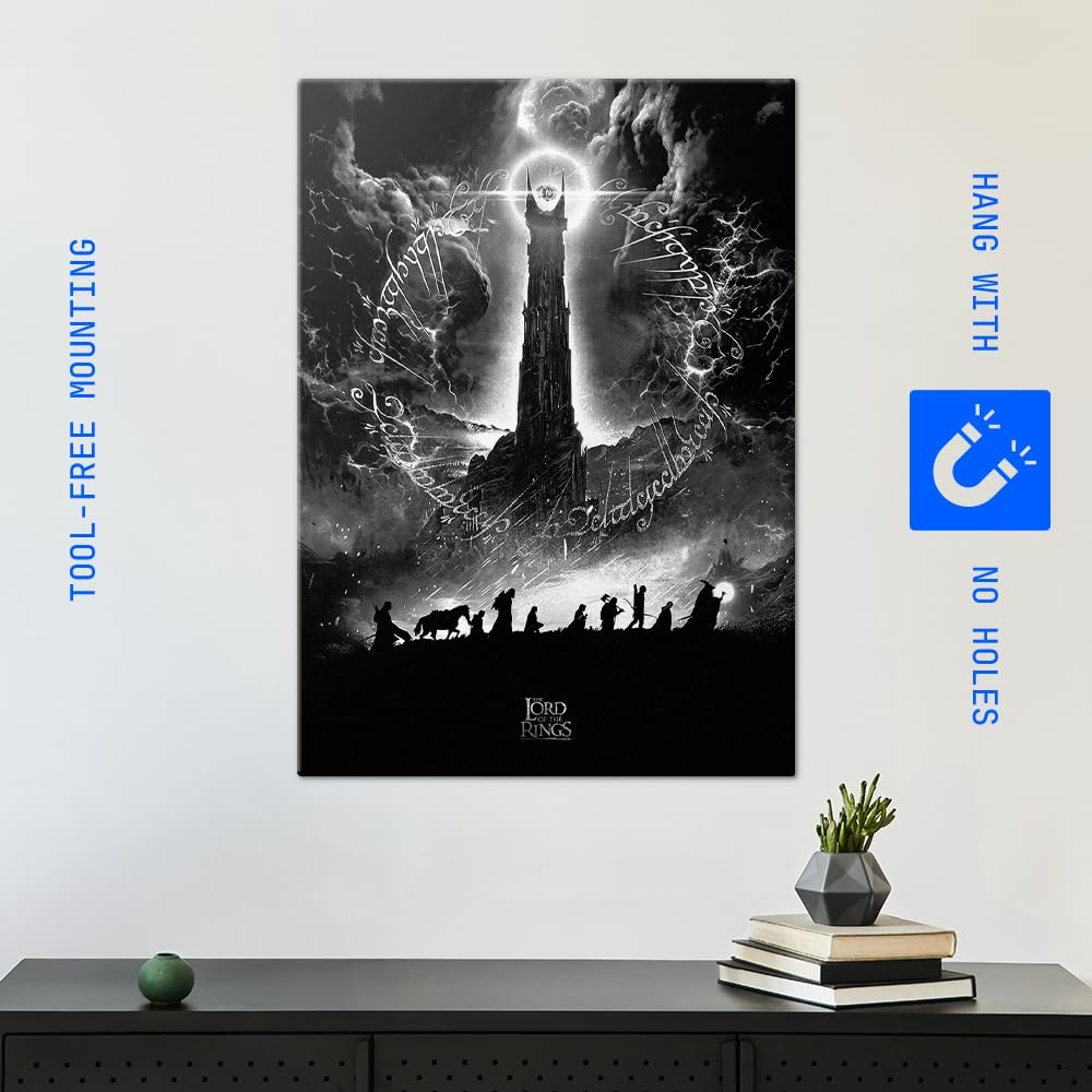Displate - Poster in metallo - Middle Earth - The Lord of the Rings Alternative Posters - One to Rule Them All B&W - Dimensione L - 67,5 x 48 cm Matt
