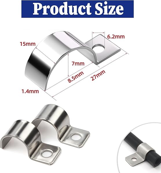 30 Unidades Abrazaderas Metalicas para Tubos Grapas para Cables Pared Ø 8 mm Cable Clips para Cables Alambres Cables de Red FijacióN de Vallas - 2