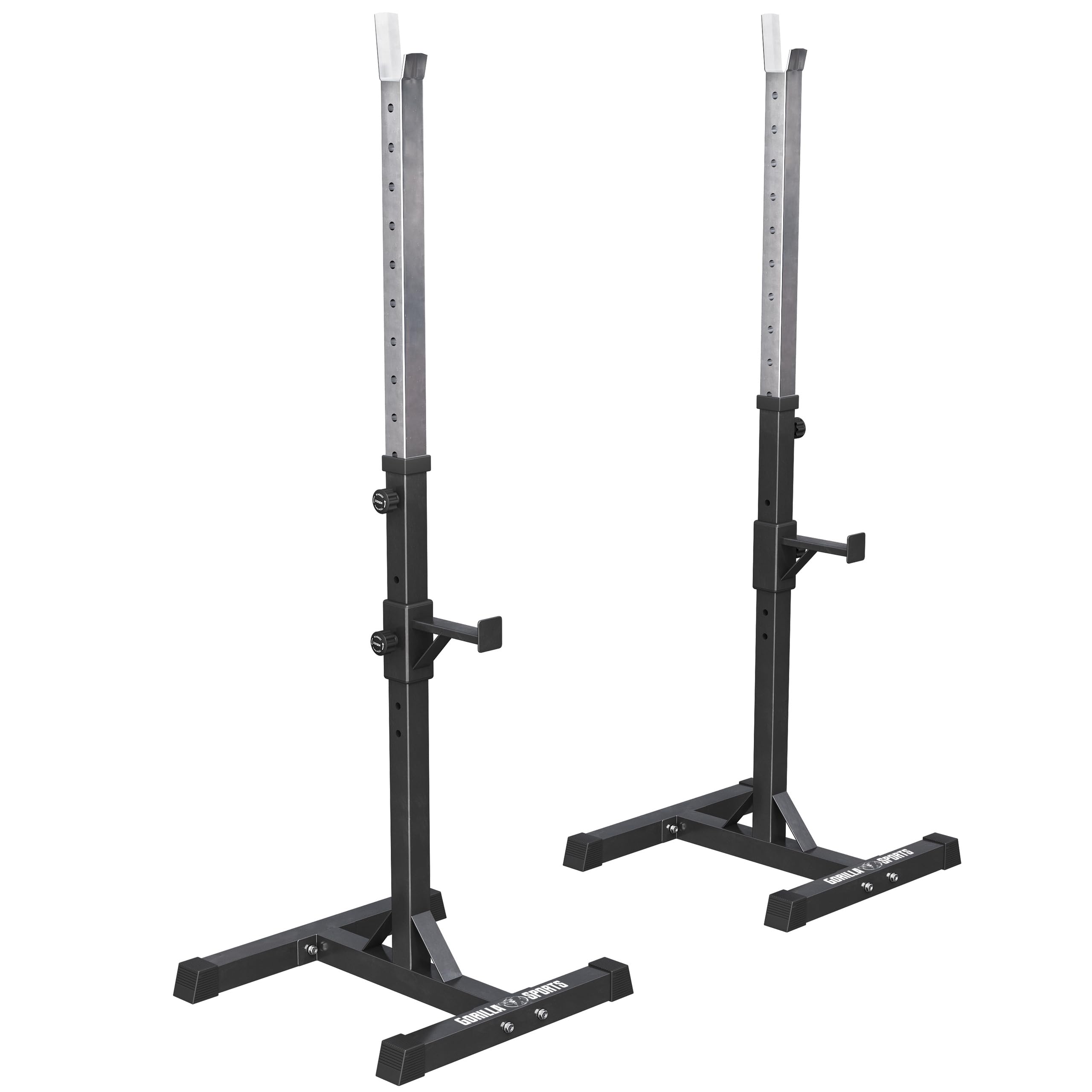 GORILLA SPORTS® Squat Rack – Verstellbar, 52 x 53 x 105–172 cm, Max. Belastbarkeit 500 kg, Schwarz – Langhantelständer, Langhantelablage, Power Rack, Stabiles Gestell, Hantelbank-Stütze, Halterungen