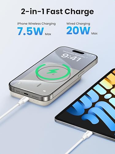 Miniatura 6 de UGREEN Banco de energía magnético de 10,000 mAh 20 W, cargador portátil inalámbrico, paquete de batería para iPhone 1515 Plus15 Pro15 Pro Max,