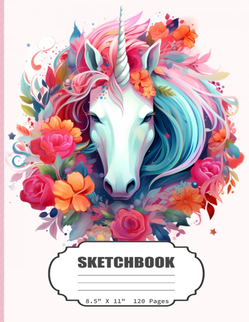 Sketchbook: Unicorn Floral Blank Sketch Book for Kids, Adults, Artist Notebook/Journal for Drawing, Writing, Sketching or Doodling, Blank Paper, 120 Blank Pages, 8.5x11 (Blank Drawing Book)