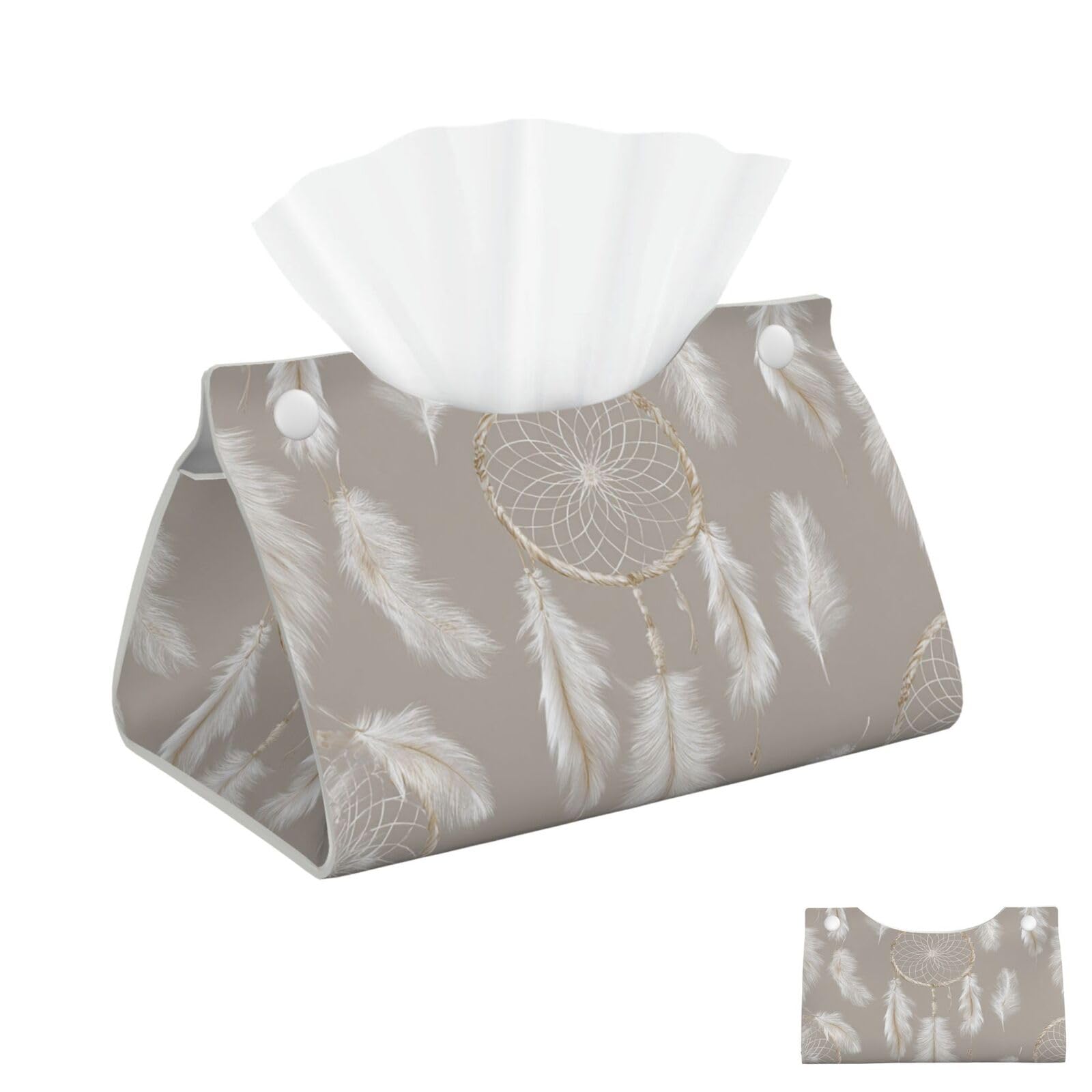 White Dream Catcher Feather Tissue Box Cover Square Cube Boxes