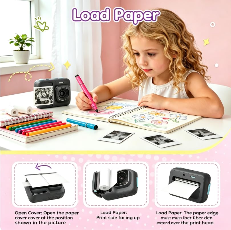 ETIKEZ Kids Camera Instant Print, 1080P with 32GB Card, Black - image 9