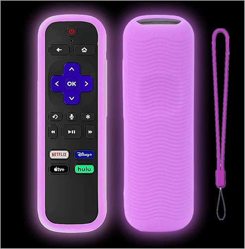 Funda protectora de silicona para Roku TCL Hisense Roku Remote Case Universal para Roku Express 4K+ 2021 cubierta remota con rastreador que brilla