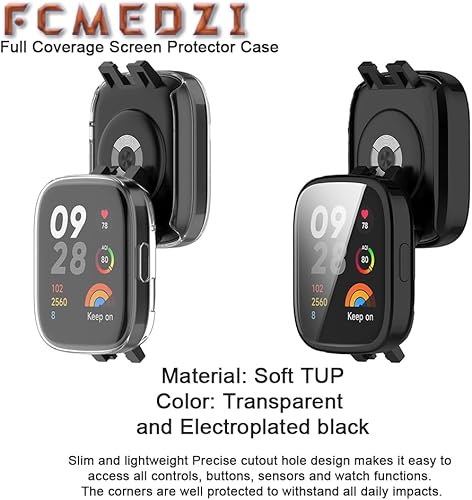 Miniatura 5 de FCMEDZI Fundas y correa compatibles con Xiaomi Redmi Watch 3, protector de pantalla, accesorios de reloj inteligente, TPU suave, cobertura completa,
