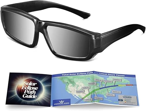 Medical king Gafas de eclipse solar (paquete de 1) 2024 con certificación CE e ISO para visión solar directa