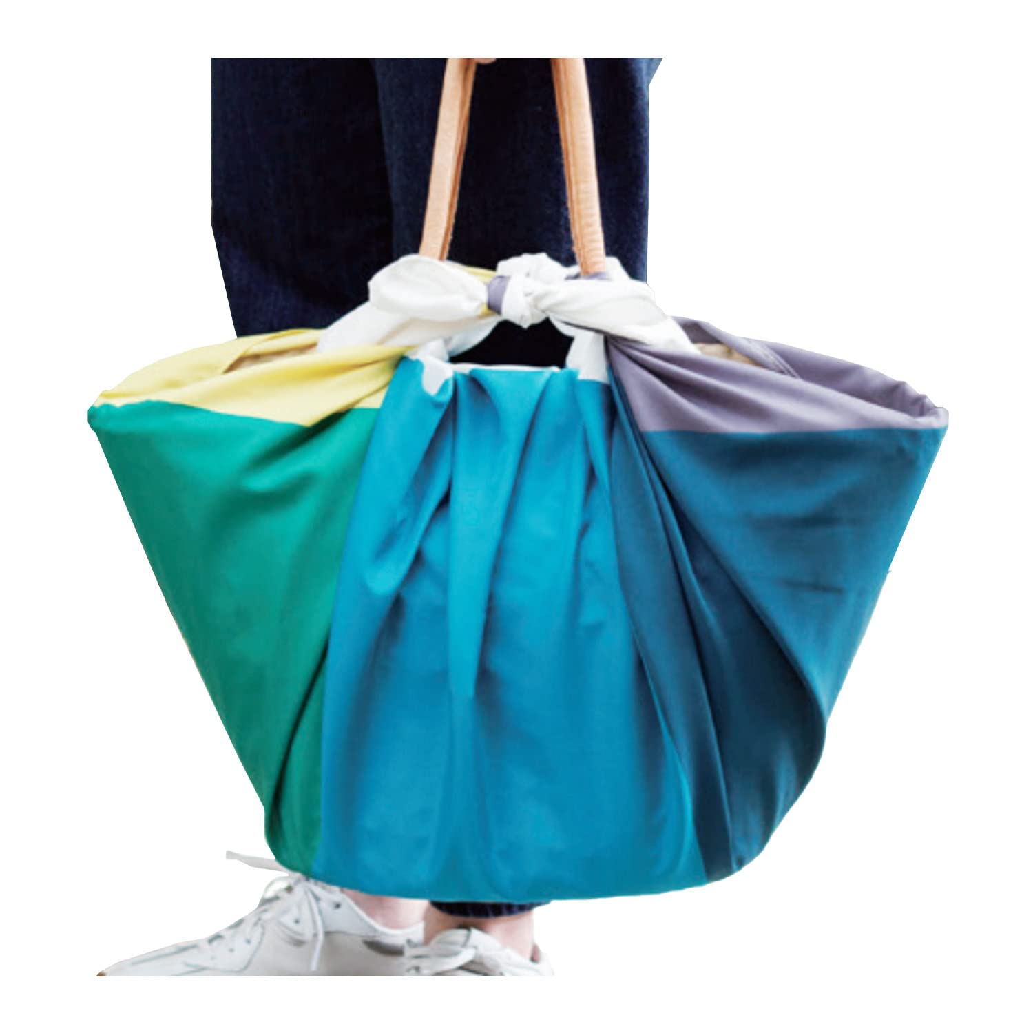 【Ame Temari】 Furoshiki Large Water Repellent Stylish 100cm Three Width Water Repellent Aqua Drop Polyester Made in Japan Musubi Lovely Backpack Eco Bag Rain Cover Disaster Preparedness (J. Maru Blue :