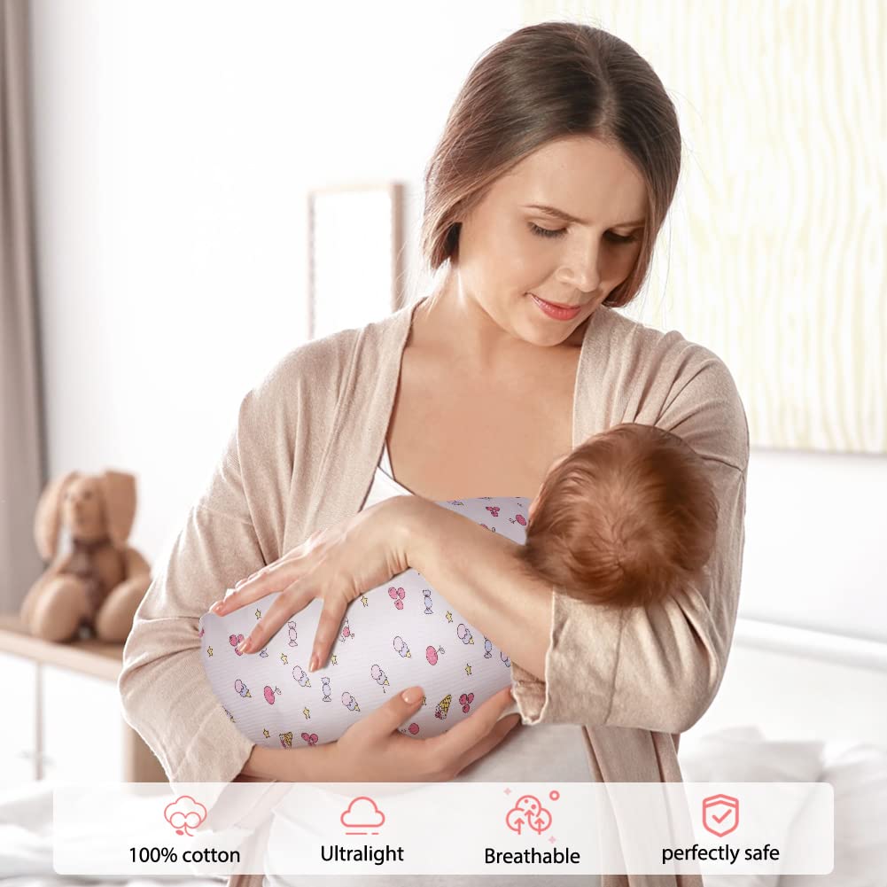 Vicloon Baby Swaddle Coperta, 2 Pezzi in 100% Cotone, Sacco Nanna per Bebè Regolabile, Copertina Avvolgente per Fasciature 0-3 Mesi, Taglia S (Gelato e Coniglio)