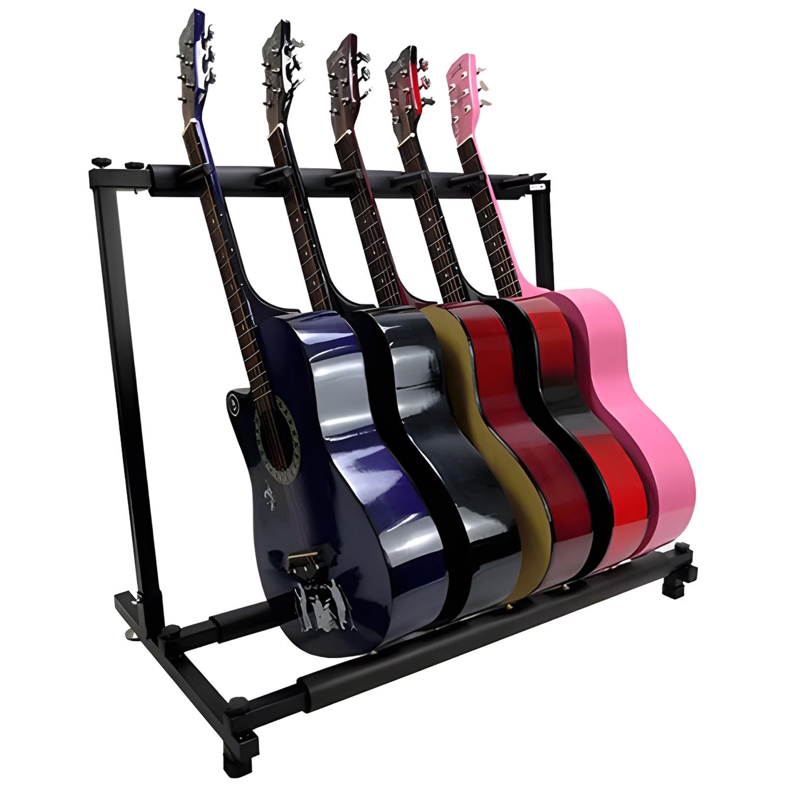 Gitarrenständer, 5 Halter, faltbares Gestell mit Fußpolstern, Universal-Display-Rack, tragbarer Organizer mit Anti-Kollisions-Schwamm für Gitarren und Bass