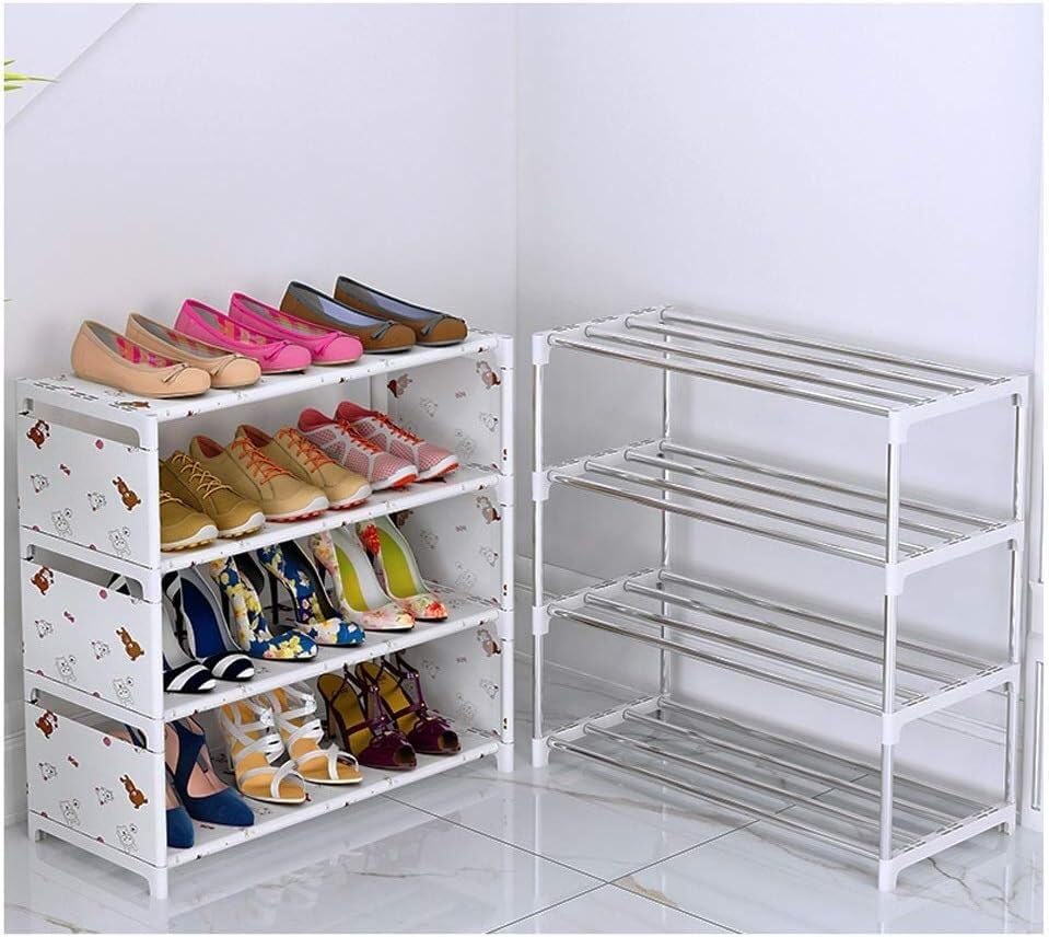 Étagère chaussures non tissée contre le désordre : meuble amovible blanc 12 à 18 paires
