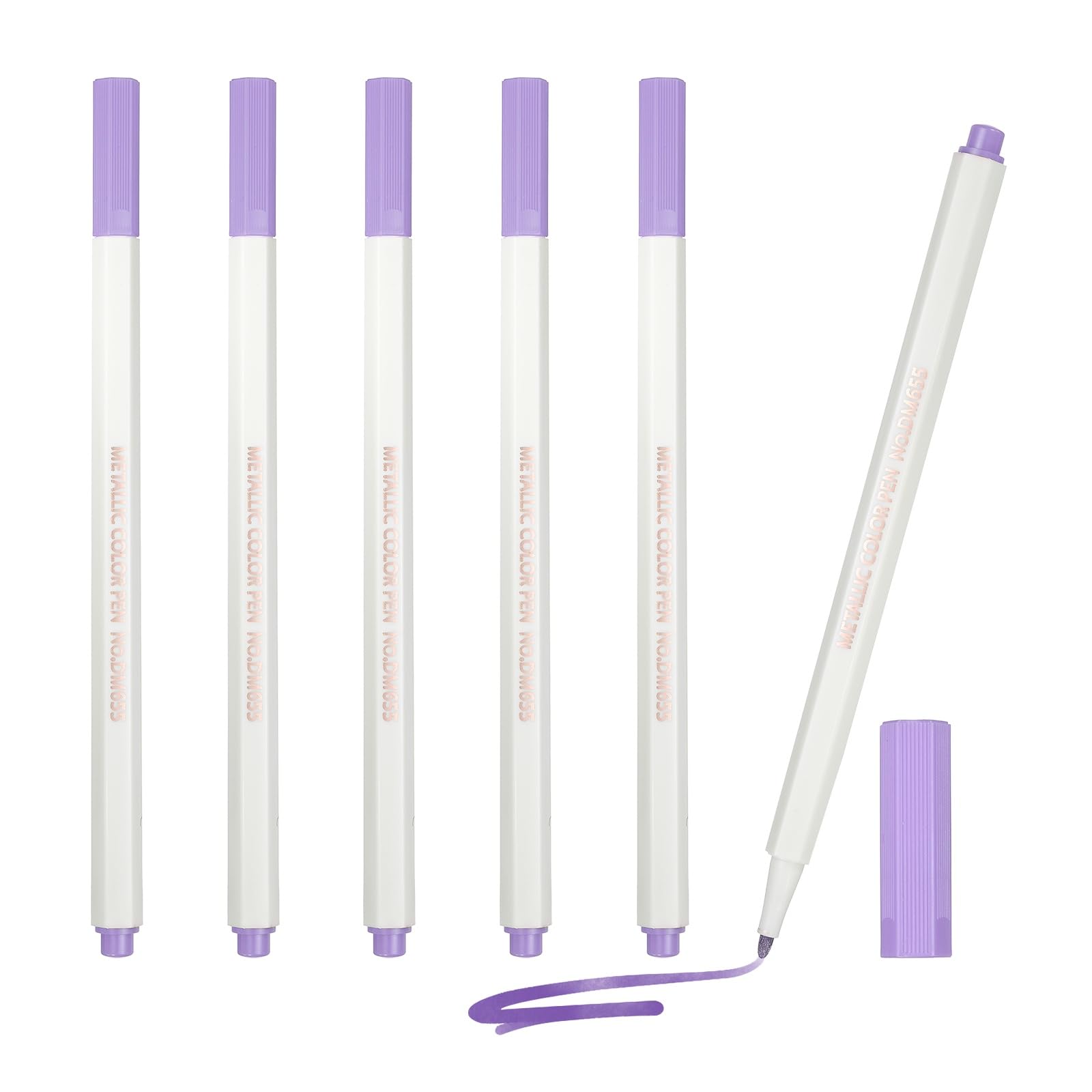 PATIKIL Metallic Marker Pens, 6Pcs Permanent Markers Medium Tip Quick Dry Paint Pen on Plastic Wood Stone Glass Canvas DIY Crafts Art Supplies for Drawing Writing Marking, Purple